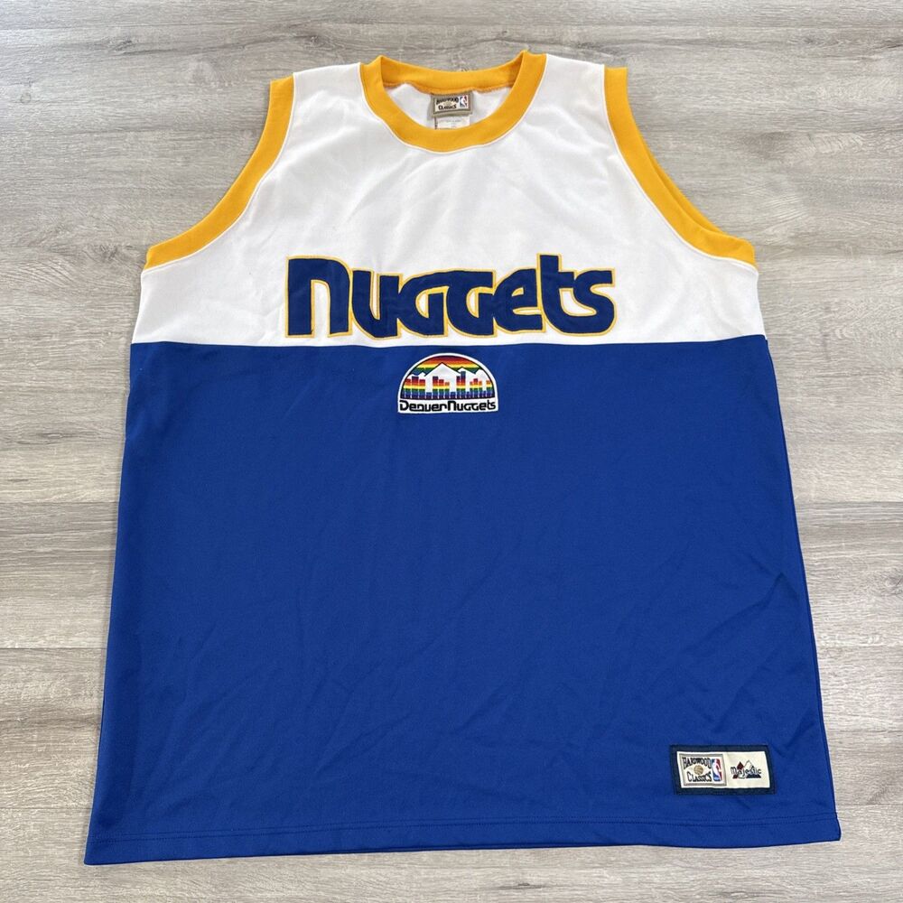 Denver Nuggets Jersey NBA Majestic Men’s Blue 2XL Rainbow Hardwood Classics
